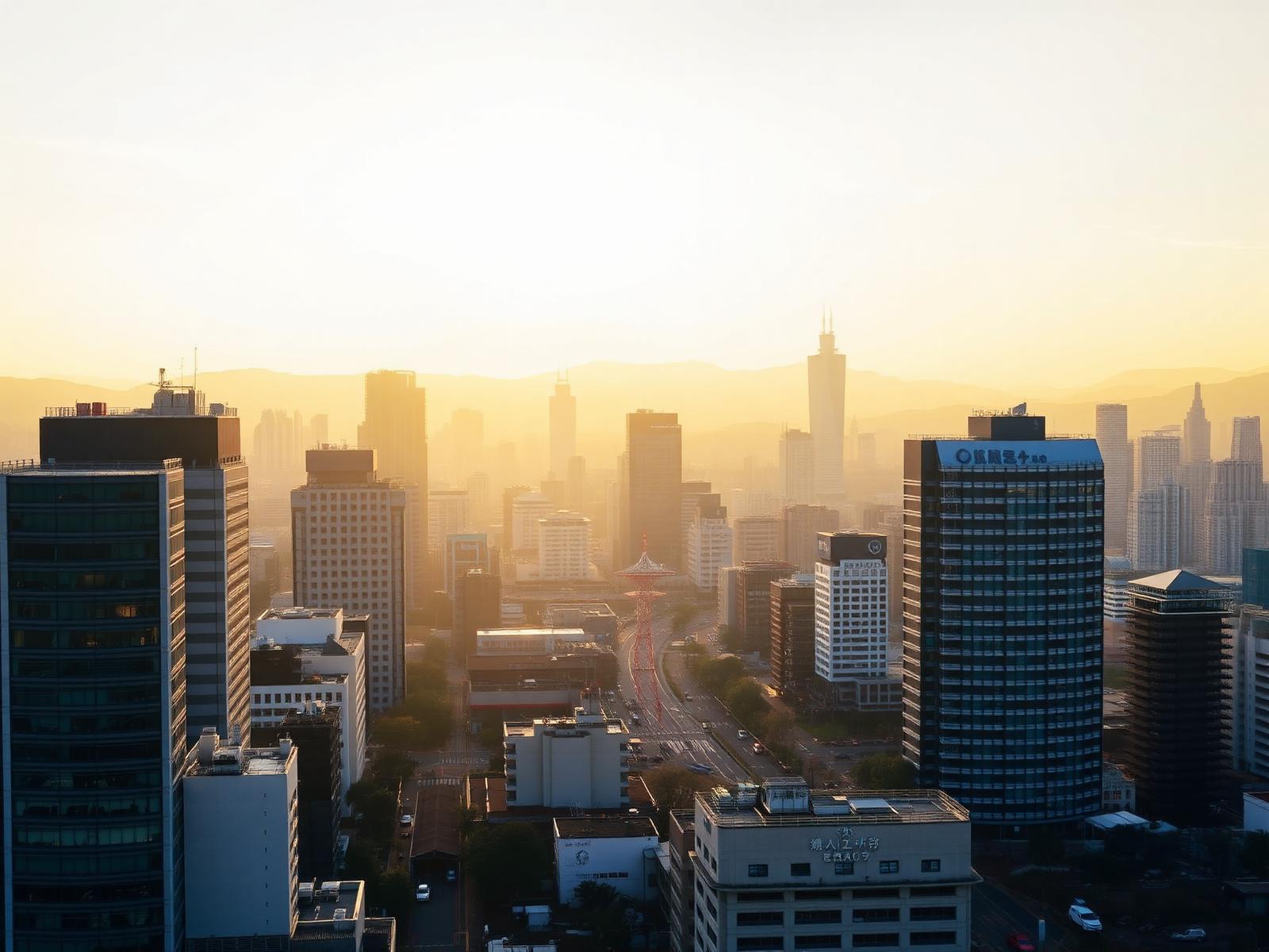 Seoul skyline at golden hour