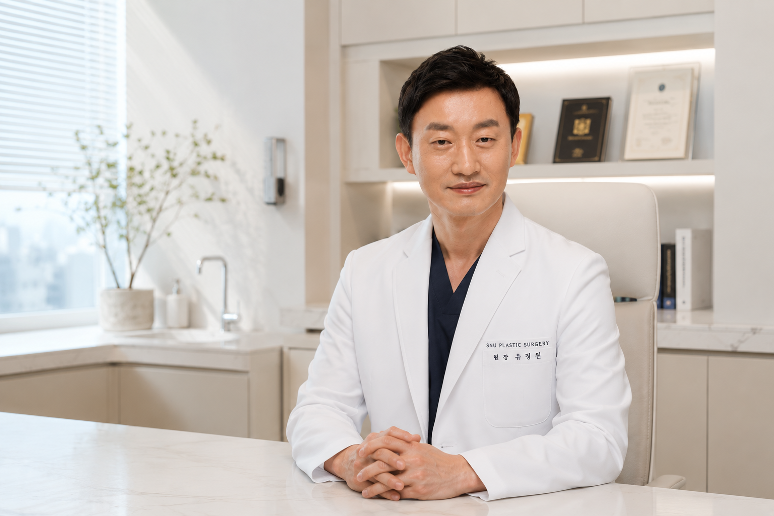 Dr. Jeong Weon Yoo seated in the consultation room
